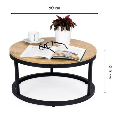 Stolik kawowy loft okrągły STOL-822-DAB-CZERN