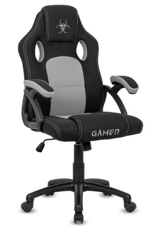 Fotel gamingowy obity tkaniną FOT-421-SZAR