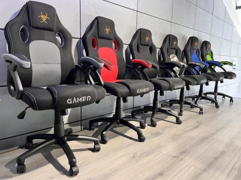Fotel gamingowy obity tkaniną FOT-421-SZAR
