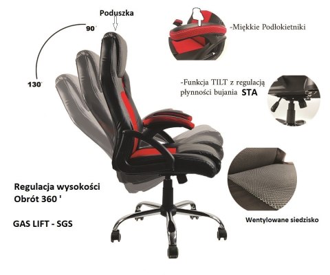Fotel gamingowy obity tkaniną FOT-421-SZAR
