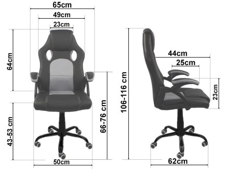 Fotel gamingowy obity tkaniną FOT-421-SZAR