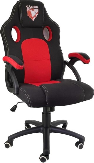 Fotel gamingowy czerwony Tkanina FOT-423-CZERWO
