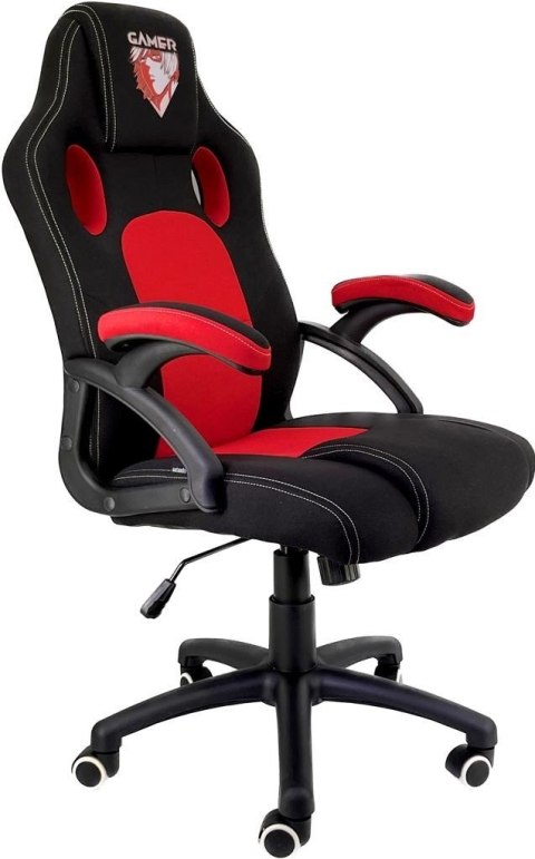 Fotel gamingowy czerwony Tkanina FOT-423-CZERWO
