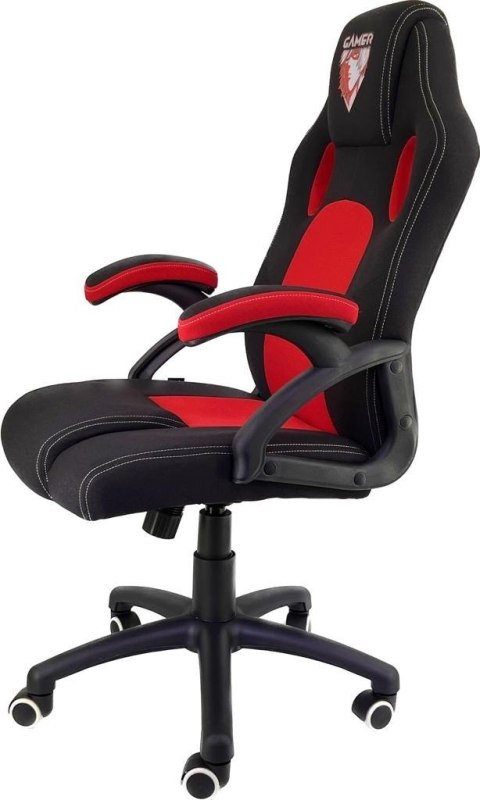 Fotel gamingowy czerwony Tkanina FOT-423-CZERWO