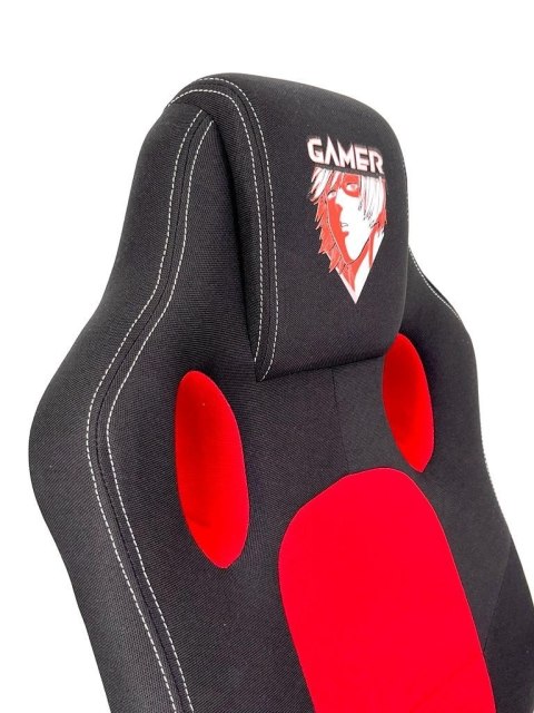 Fotel gamingowy czerwony Tkanina FOT-423-CZERWO