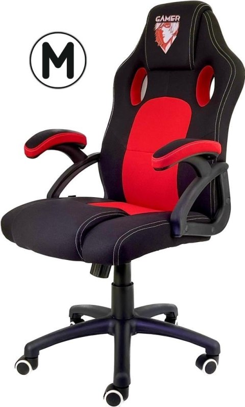 Fotel gamingowy czerwony Tkanina FOT-423-CZERWO