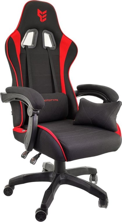 Fotel gamingowy czarno czerwony Tkanina FOT-429-CZERWO
