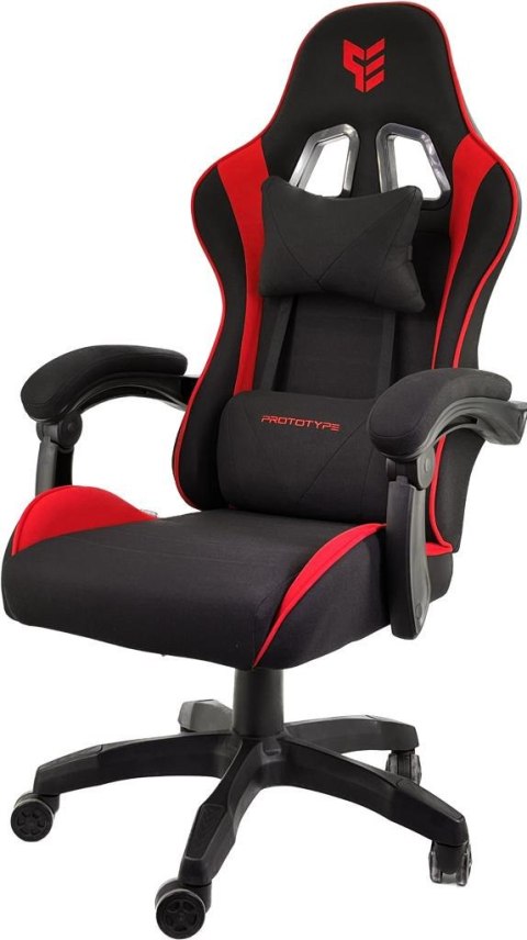 Fotel gamingowy czarno czerwony Tkanina FOT-429-CZERWO