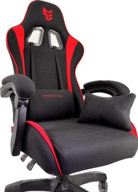 Fotel gamingowy czarno czerwony Tkanina FOT-429-CZERWO
