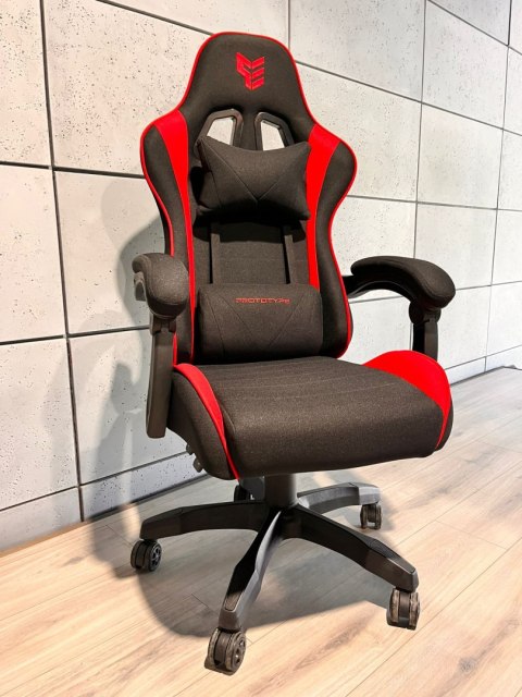 Fotel gamingowy czarno czerwony Tkanina FOT-429-CZERWO