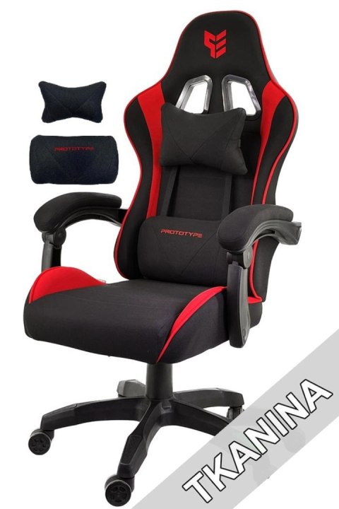 Fotel gamingowy czarno czerwony Tkanina FOT-429-CZERWO