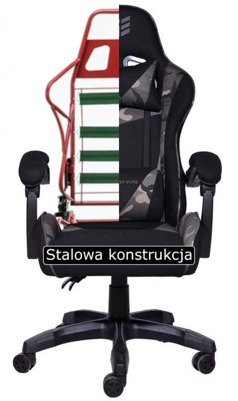 Gamingowy fotel Tkanina FOT-428-SZAR