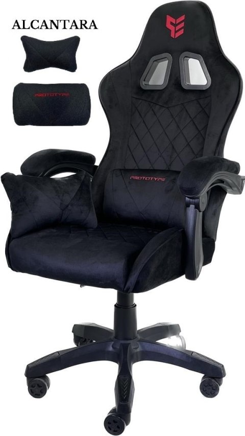Fotel gamingowy alcantara FOT-434-CZERN