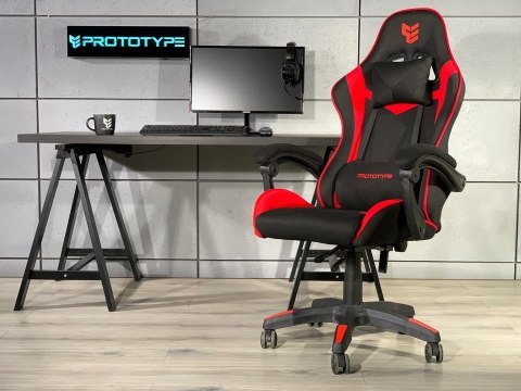 Fotel obrotowy gamingowy Tkanina FOT-428-CZERWO