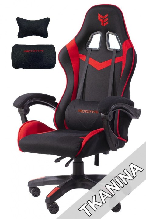 Fotel obrotowy gamingowy Tkanina FOT-428-CZERWO