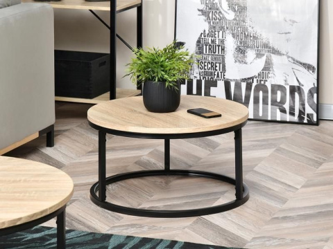 Stolik kawowy loft okrągły STOL-822-DAB-CZERN