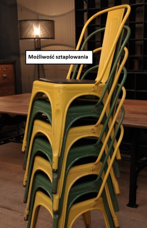 Krzesło metalowe z drewnianym siedziskiem KRZE-1937-GRA-DRE