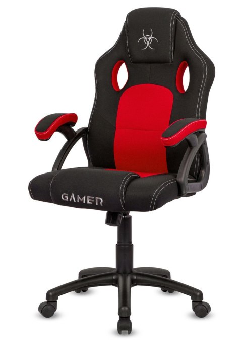 Fotel gamingowy tapicerowany Tkaniną FOT-421-CZERWO