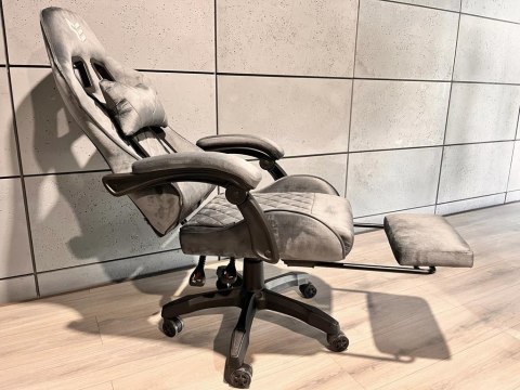 Krzesło gamingowe z podnóżkiem Alcantara FOT-433-SZAR