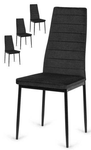 Krzesła do salonu tapicerowane 4 sztuki Velvet KRZE-1908-CZERN-4X