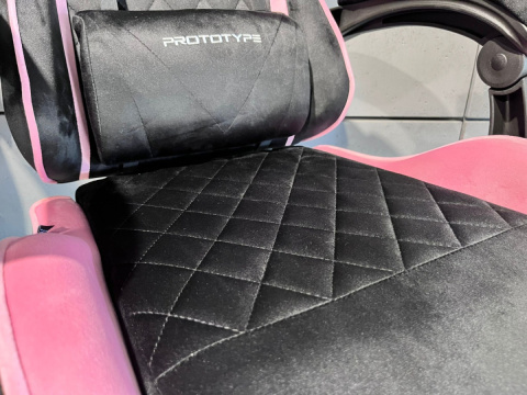 Fotel gamingowy czarno różowy Alcantara FOT-433-ROZ