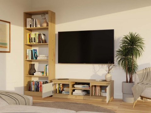 Otwarta szafka rtv stojąca 120cm RTV-501-ART-KASZ w aranżacji wnętrza - widok 3/4.