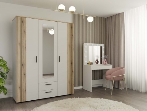 Szafa 150 cm szerokości SZAF-1019-KASZ-EVO - widok zamkniętego mebla w półprofilu.