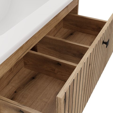 Szafka pod umywalkę 80 wisząca LAZ-1325-EVO-80CM - zbliżenie wnętrza szuflady.