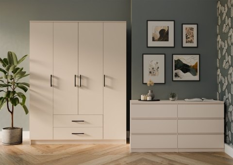 Wizualizacja sypialni lub garderoby z produktem: zamknięta szafa bez lustra SZAF-1006-KASZ.