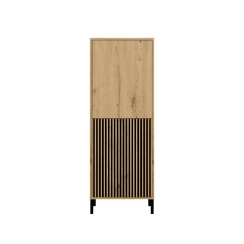 Wysoka komoda na ubrania KOM-938-ART-LAM-GŁ dąb artisan z lamelami - zamknięte fronty.