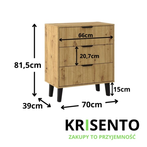 Wymiary komody w stylu skandynawskim KOM-926-ART-LAM.