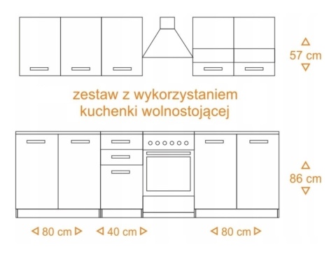 Wymiary kompletu KUCH-1804-SON-BIEL-MAT-200