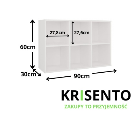 Wymiary małego regału na zabawki RE-1408-MINI-BIEL-MAT.