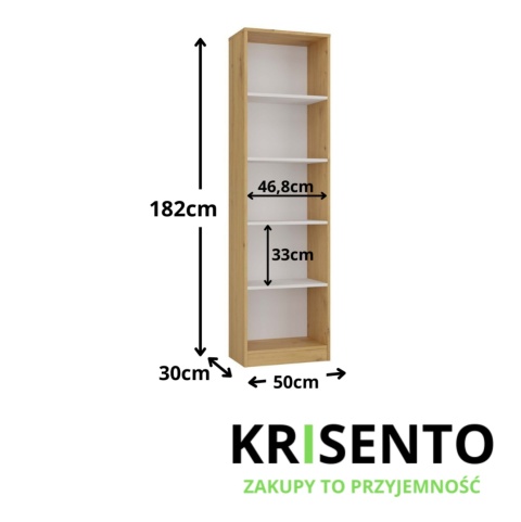Wymiary regału 50cm RE-1402-ART-BIEL-MAT.