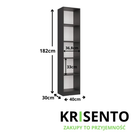 Wymiary regału na książki szerokość 40 cm RE-1401-ANT-BIEL-MAT.