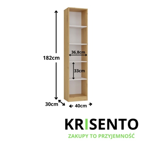 Wymiary regału szerokość 40 cm RE-1401-ART-BIEL-MAT.