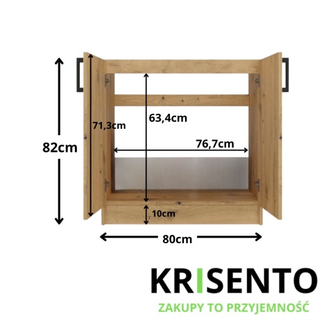 Wymiary szafki kuchennej pod zlew 80 cm KUCH-1805-ART-80.