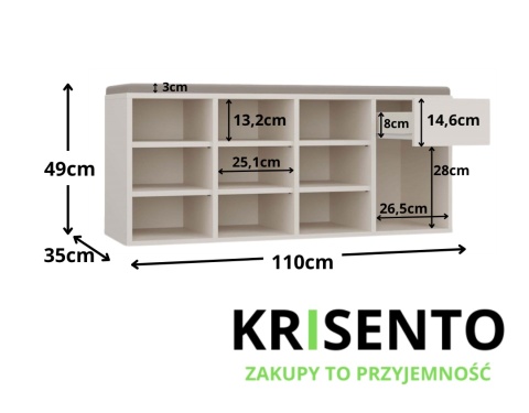 Wymiary szafki na buty z siedziskiem BUT-212-KASZ.