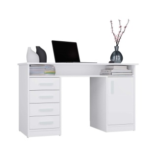 Biurko z szafką i szufladami 125cm BIUR-732-BIEL-MAT