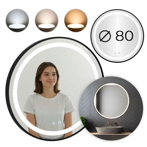 Lustro led okrągłe 80 cm LUS-2003-CZERN-80-LED