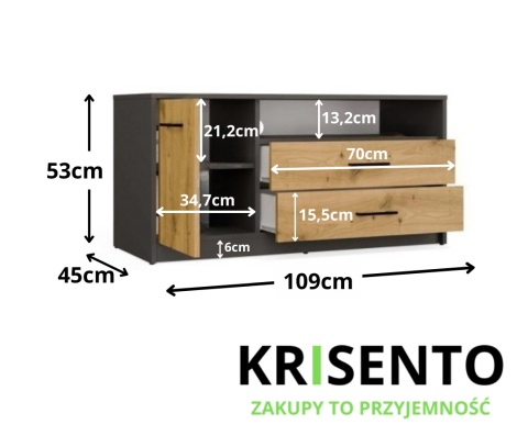 Wymiary komody na telewizor RTV-511-ANT-ART.