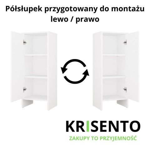 Schemat montażu półsłupka do łazienki LAZ-1329-BIEL-MAT.
