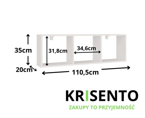 Wymiary regału ściennego POL-1107-BIEL-MAT.