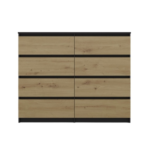 Komoda 120 cm szerokości antracyt dąb artisan KOM-907-ANT-ART – widok z przodu na zamknięte fronty.