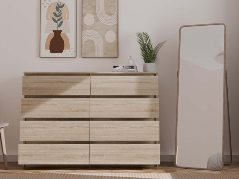 Komoda KOM-908-SON w aranżacji salonu jako organizer – widok od przodu.