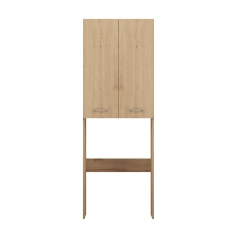Szafka na pralkę 60 cm dąb artisan LAZ-1303-ART – widok z przodu na dolną wnękę i zamknięte górne szafki.
