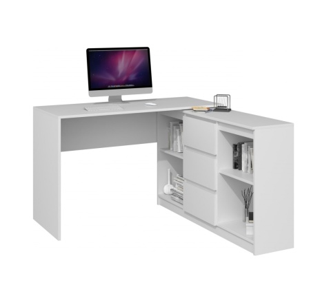 Biurko 120 cm białe BIUR-701-BIEL-MAT – w zestawie z komodą jako biurko narożne.