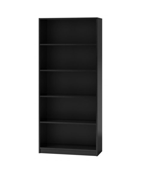 Bryła szerokiego regału RE-1404-CZERN bibliotecznego 80 cm w kolorze czarnym w ujęciu 3/4.