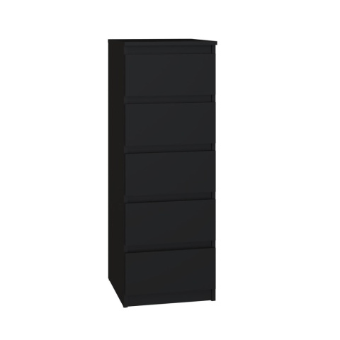 Komoda KOM-909-CZERN-MAT w głębokiej czerni widoczna w eleganckim półprofilu.