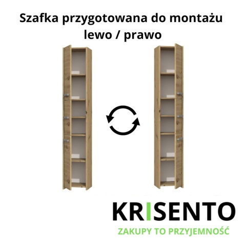 Schemat techniczny słupka LAZ-1310-ART prezentujący możliwość montażu drzwiczek na lewą lub prawą stronę.